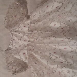 Pastourelle by Pippa & Julie 4T Dress with embroidered flowers on gauzy overlay